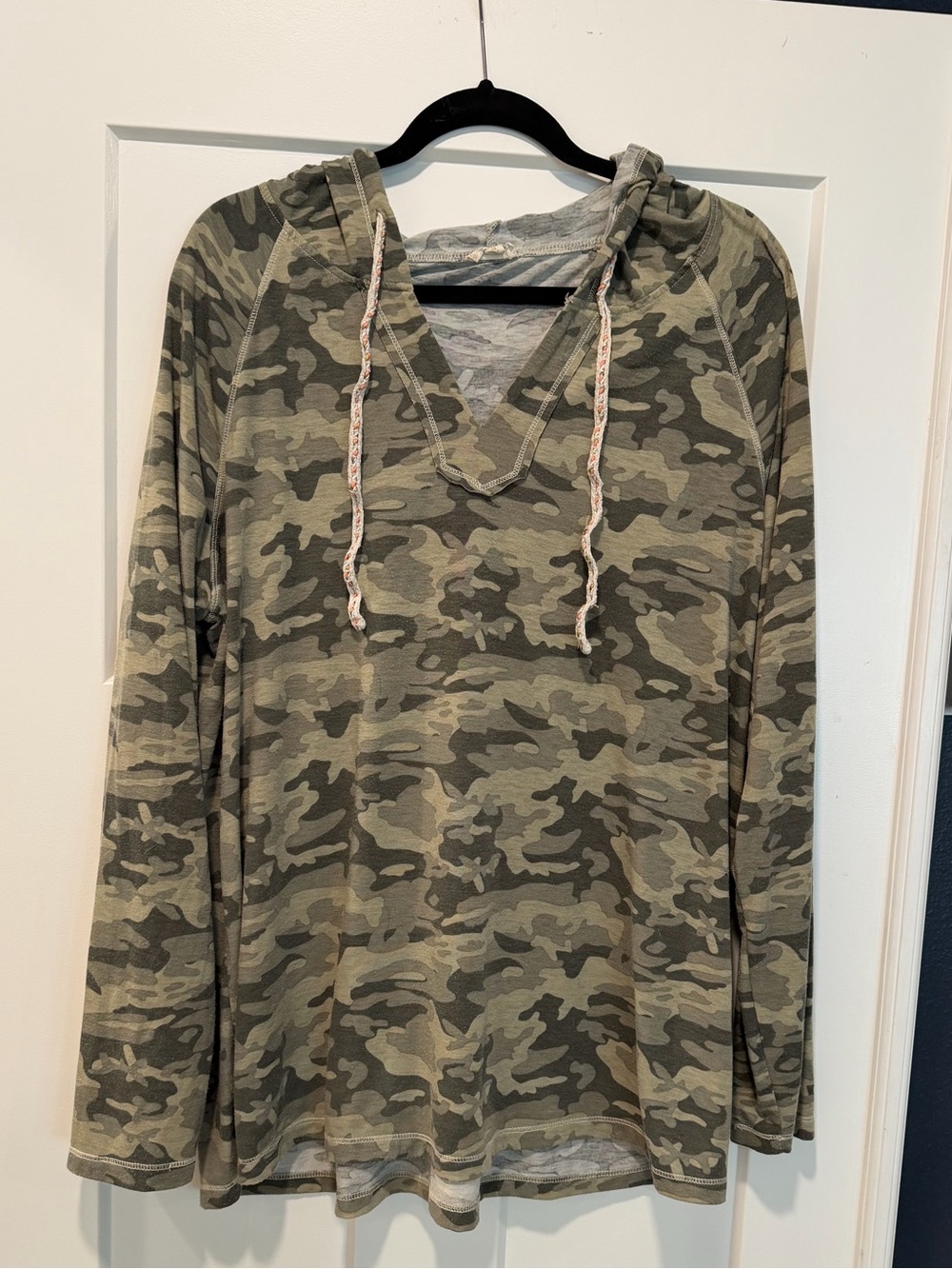 Hem & Thread Olive Green Camo Hooded Top